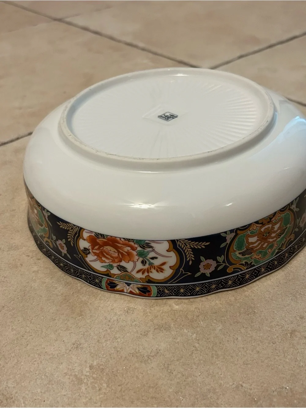 Decorative Porcelain Serving Bowl with Floral Border